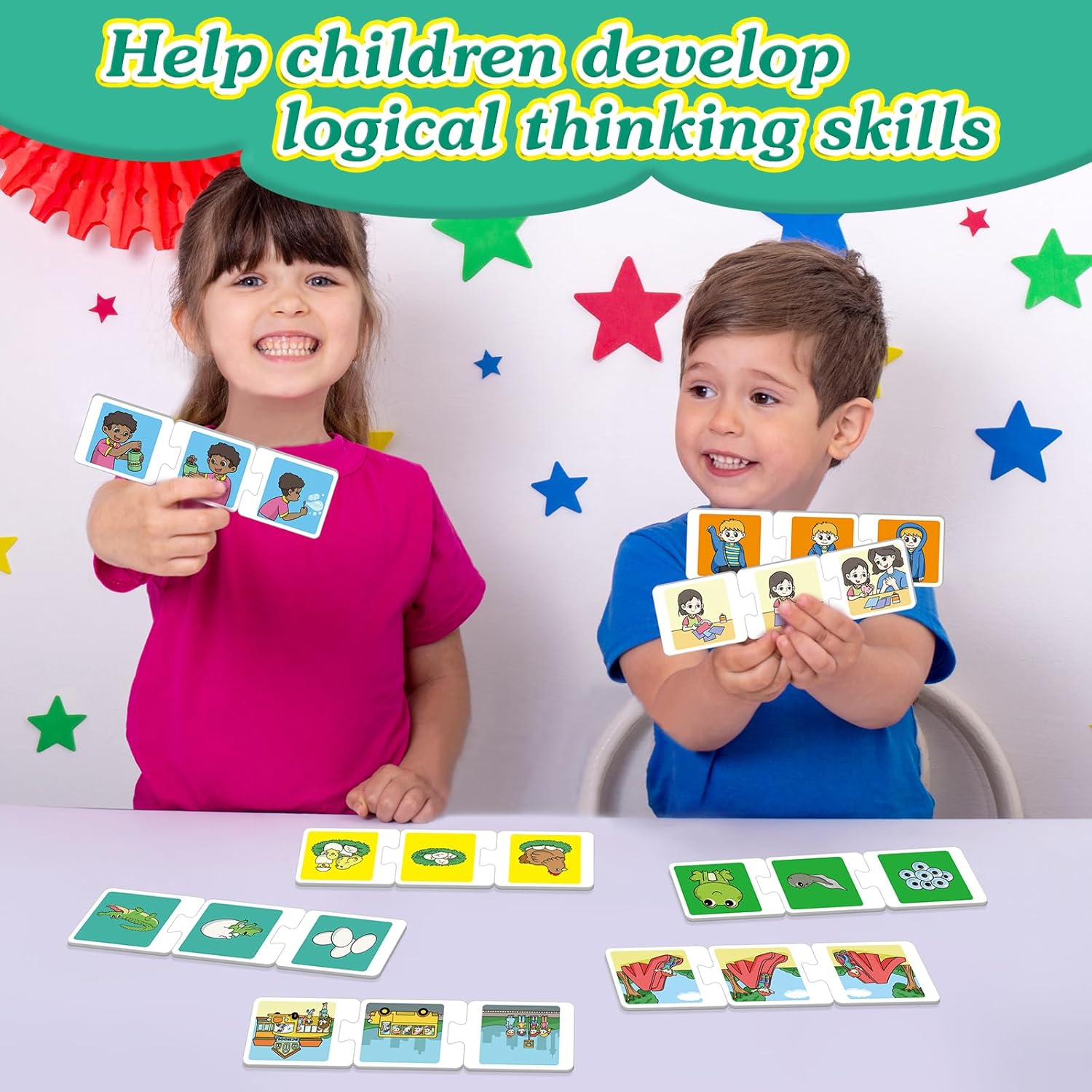 Sequencing Puzzle Cards,Sequence Board Game for Kids,Speech Therapy Materials for
