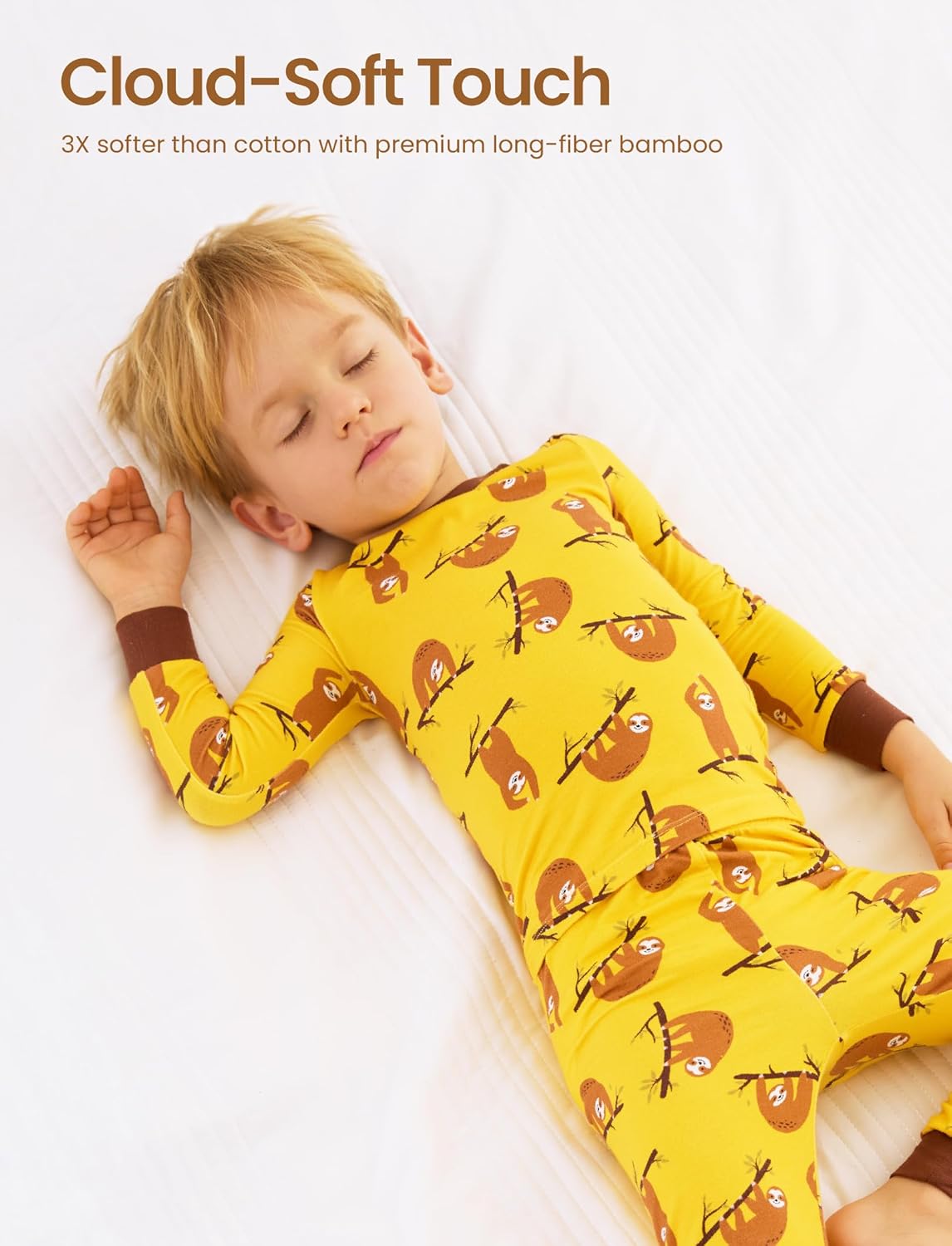 PATPAT Bamboo Viscose Pajama Set for Toddlers with Improved Tensile Strength, Snug Fit Pjs Sleeper