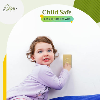 TG Mid-Size Screwless Duplex Wall Plate, Child Safe Receptacle Outlet Cover, Medium Size 1-Gang