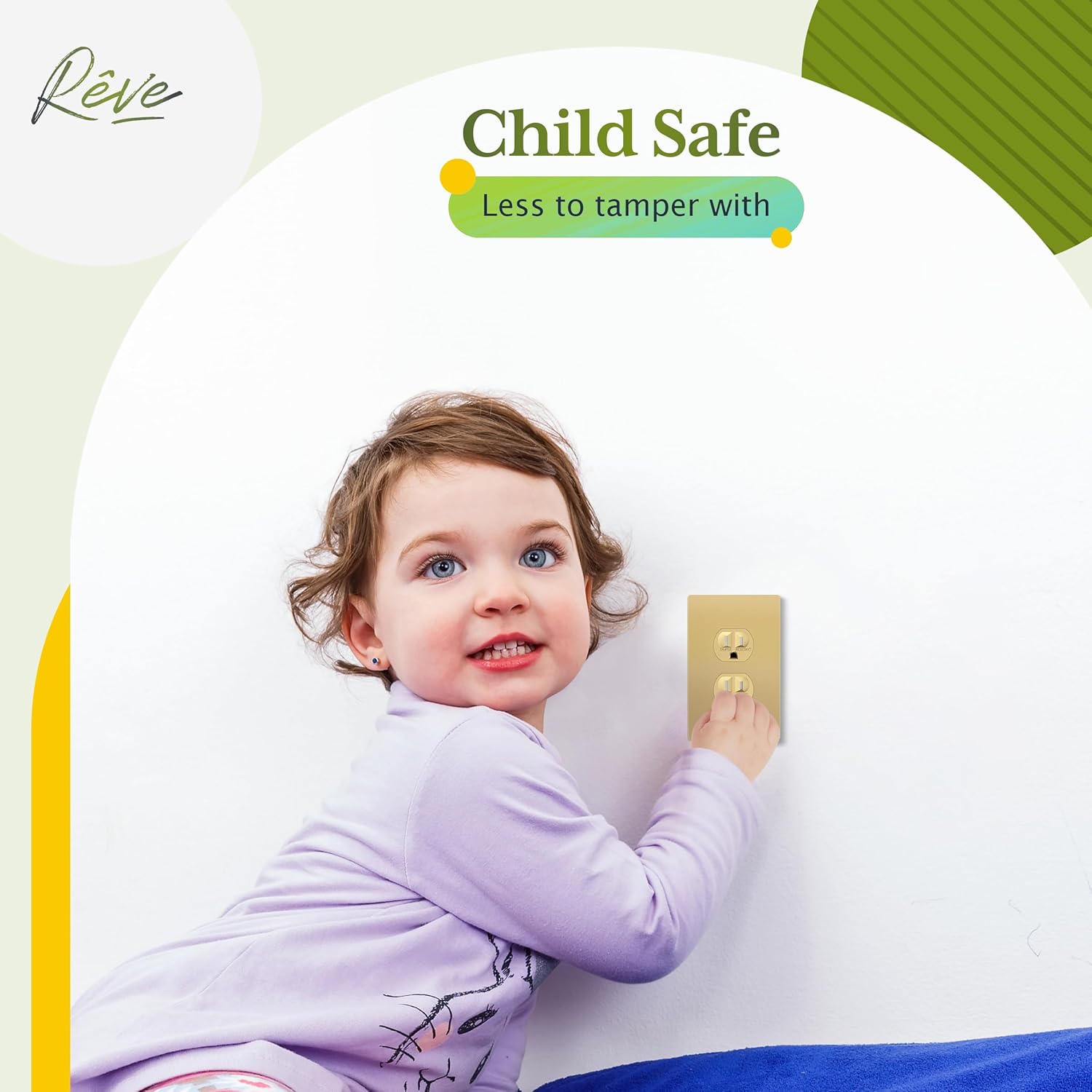 TG Mid-Size Screwless Duplex Wall Plate, Child Safe Receptacle Outlet Cover, Medium Size 1-Gang