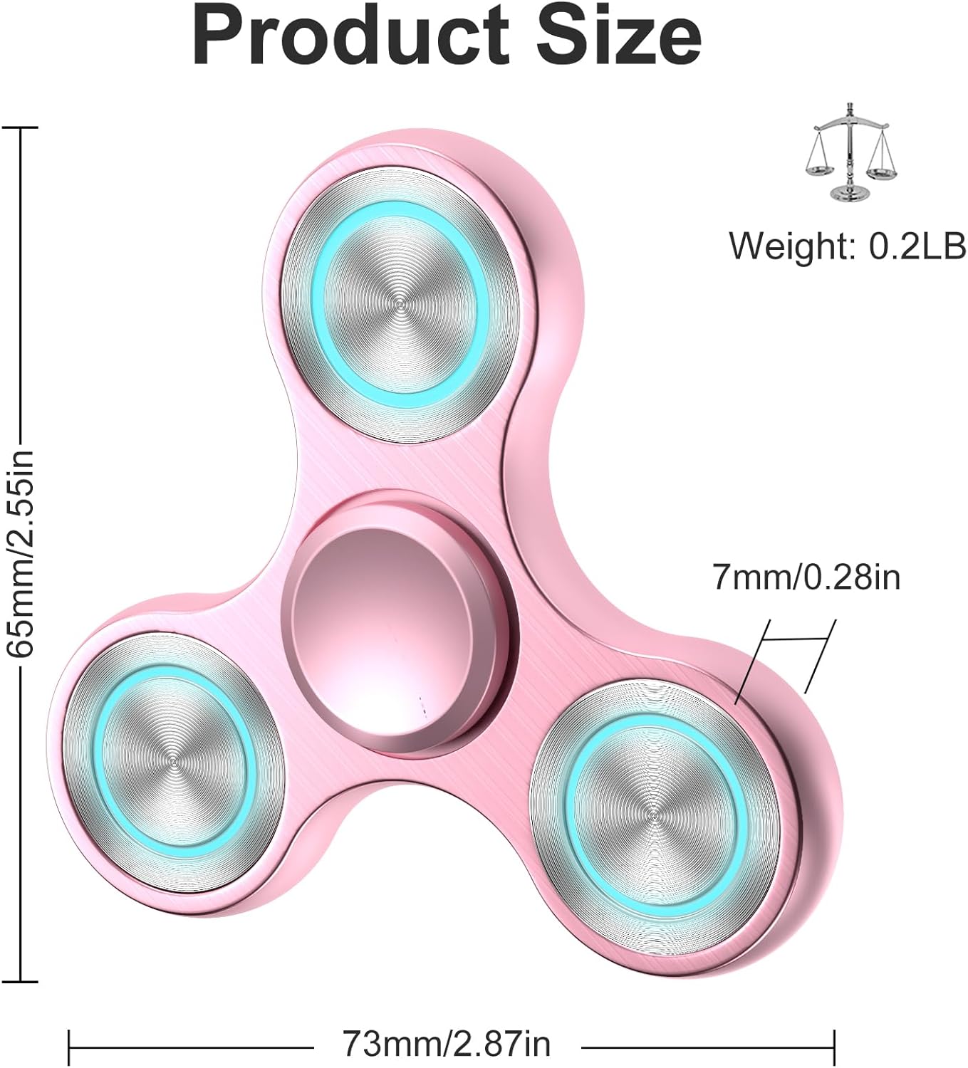 Fidget Spinners Toy, Metal Stainless Steel Bearing High Speed 4-8 Min Spins, EDC ADHD Stress
