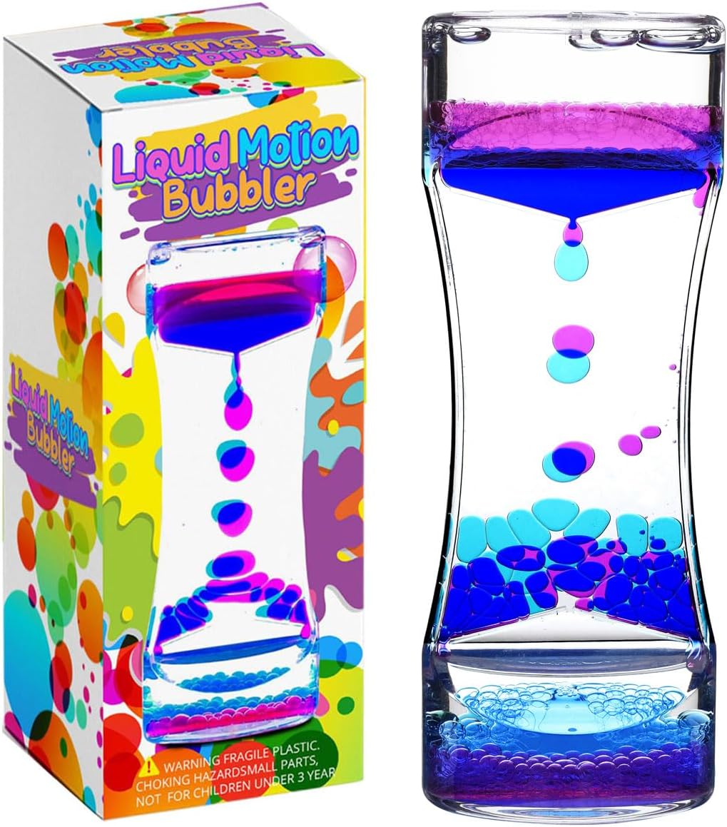 YUE MOTION Liquid Motion Bubbler Visual Sensory Toys, 2 Minute Liquid Timer– New Big Calming
