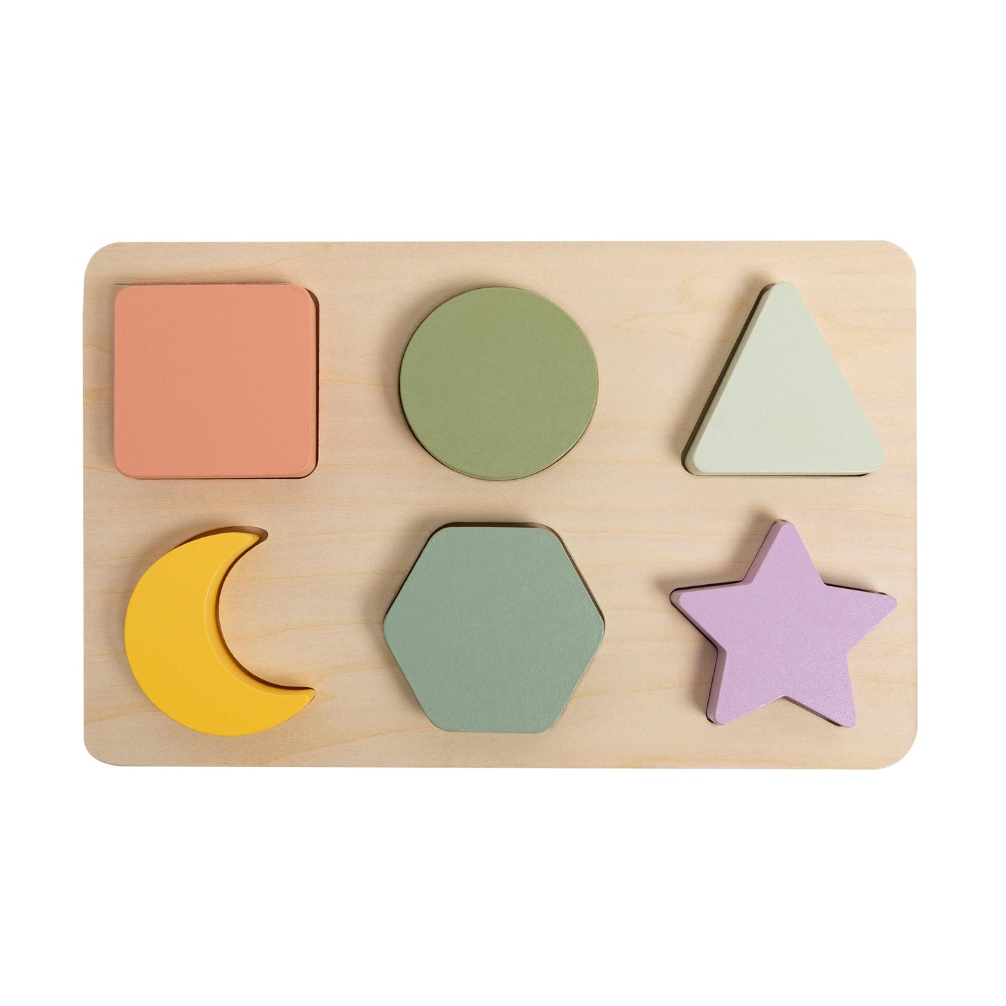 Pearhead Wooden Shapes Puzzle, Color Sorting Toy for Toddlers
