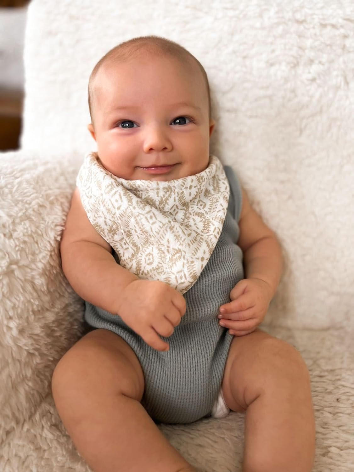 Crane Baby Soft Muslin Bandana Bibs for Boys & Girls, Safari Animal Baby Bibs, Adjustable Absorbent
