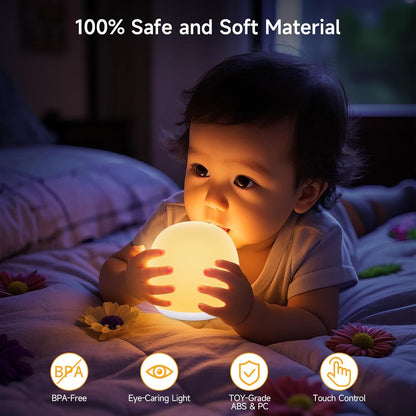 Baby Night Light, Nursery Night Lamp with 8 RGB Colors Changing, 1h Timer, Rechargeable & Touch