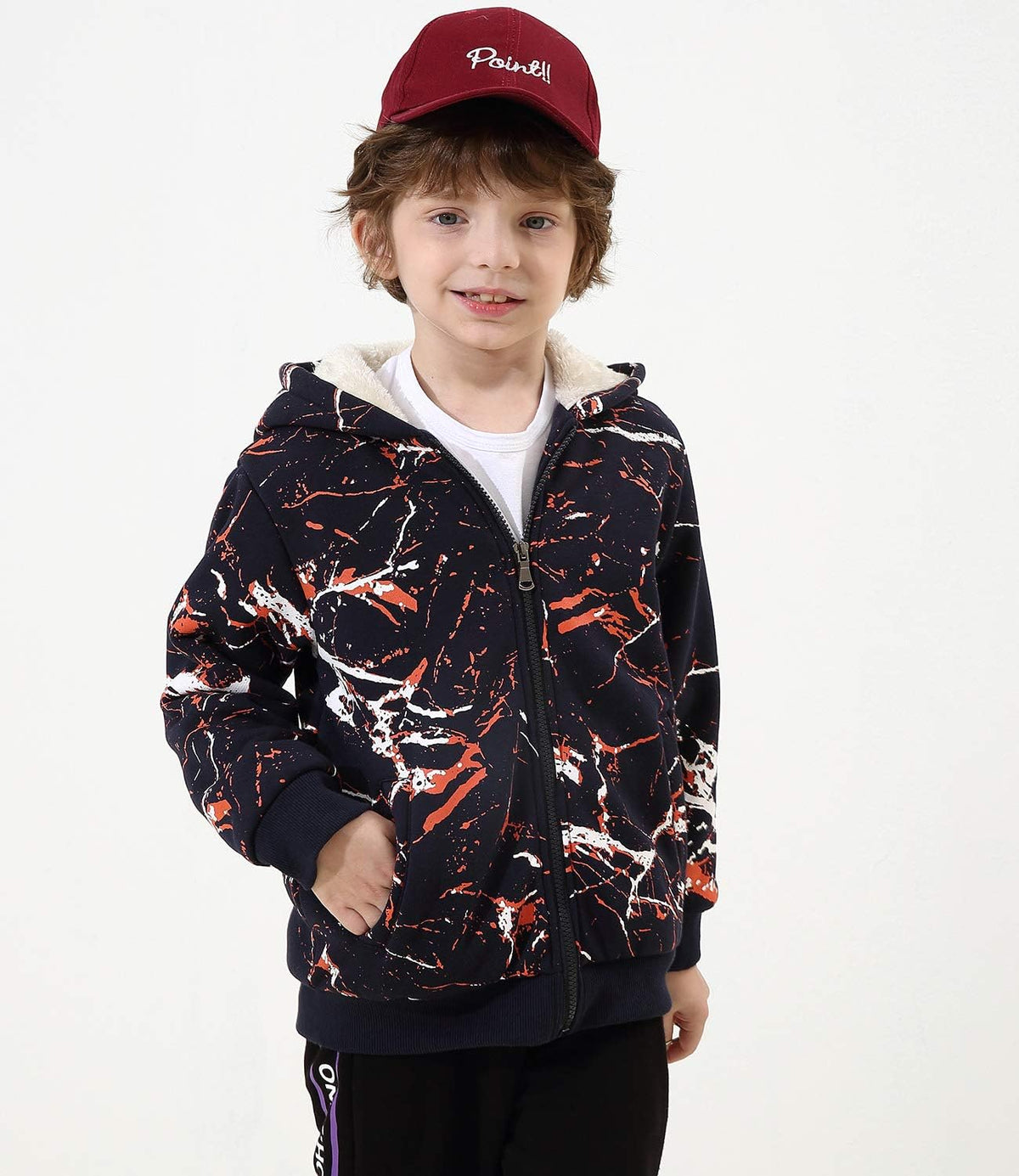 Bumeex Kids Boy's Girl's Sherpa Fleece Lined Jacket Spring Fall Winter Zip up Sweatshirt Hoodie