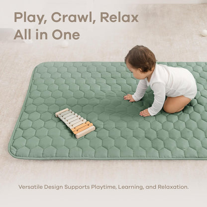 Comfy Cubs Rectangle Kids Play Mat - Small 36 x 60 inches Soft Quilted Baby Floor Mat with Non-Slip