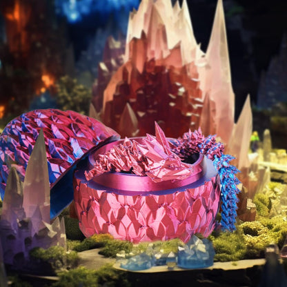 3D Printed Dragon in Egg, Beautiful Flexible Crystal Dragon, Gifts for Adults and Kids (Laser