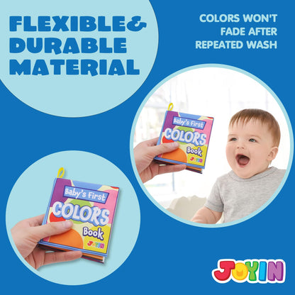 JOYIN 12 Pcs Bath Books, Nontoxic Fabric Soft Crinkly Cloth Books, Waterproof, Bathtub Pool and
