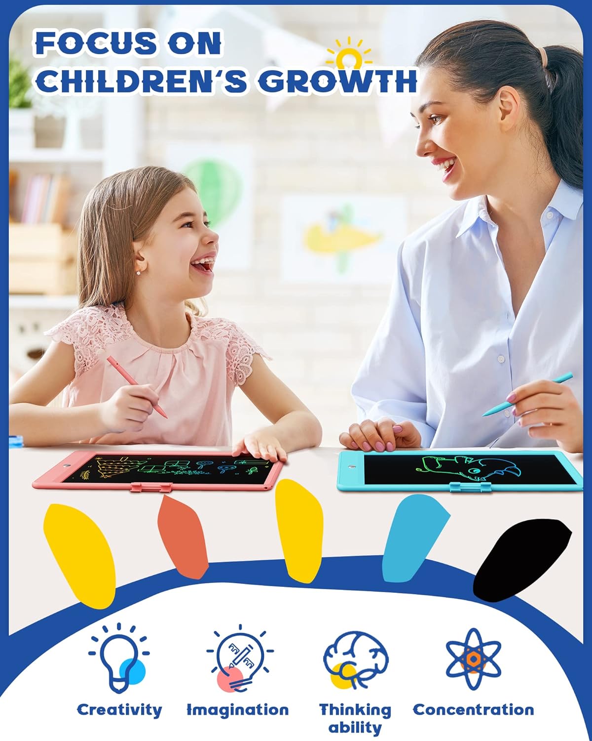 Bravokids Toys for 3-6 Years Old Girls Boys, LCD Writing Tablet 10 Inch Doodle Board, Electronic