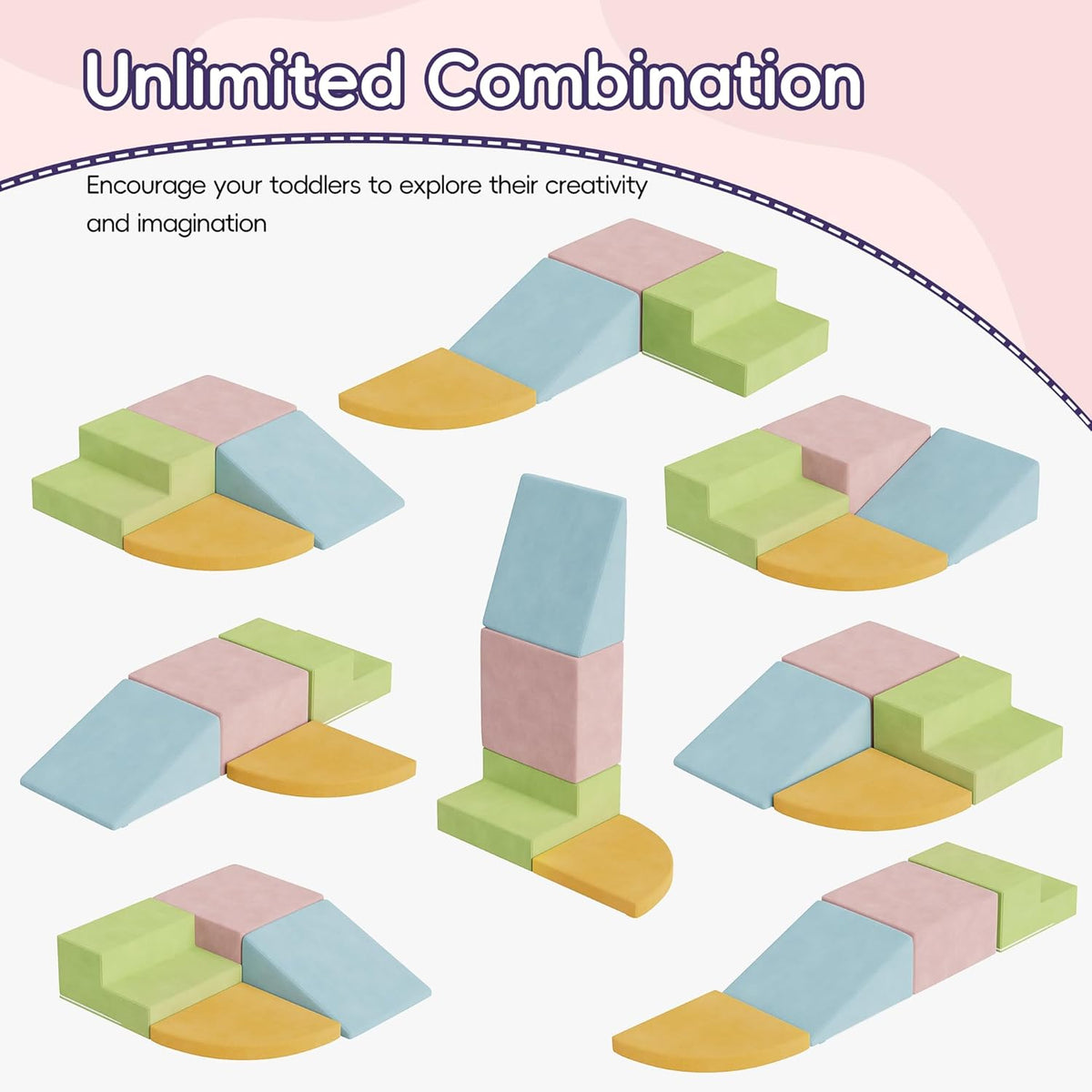 4 Piece Foam Climbing Blocks for Toddlers, Baby Climbing Gym with Ultra High Density Foam for
