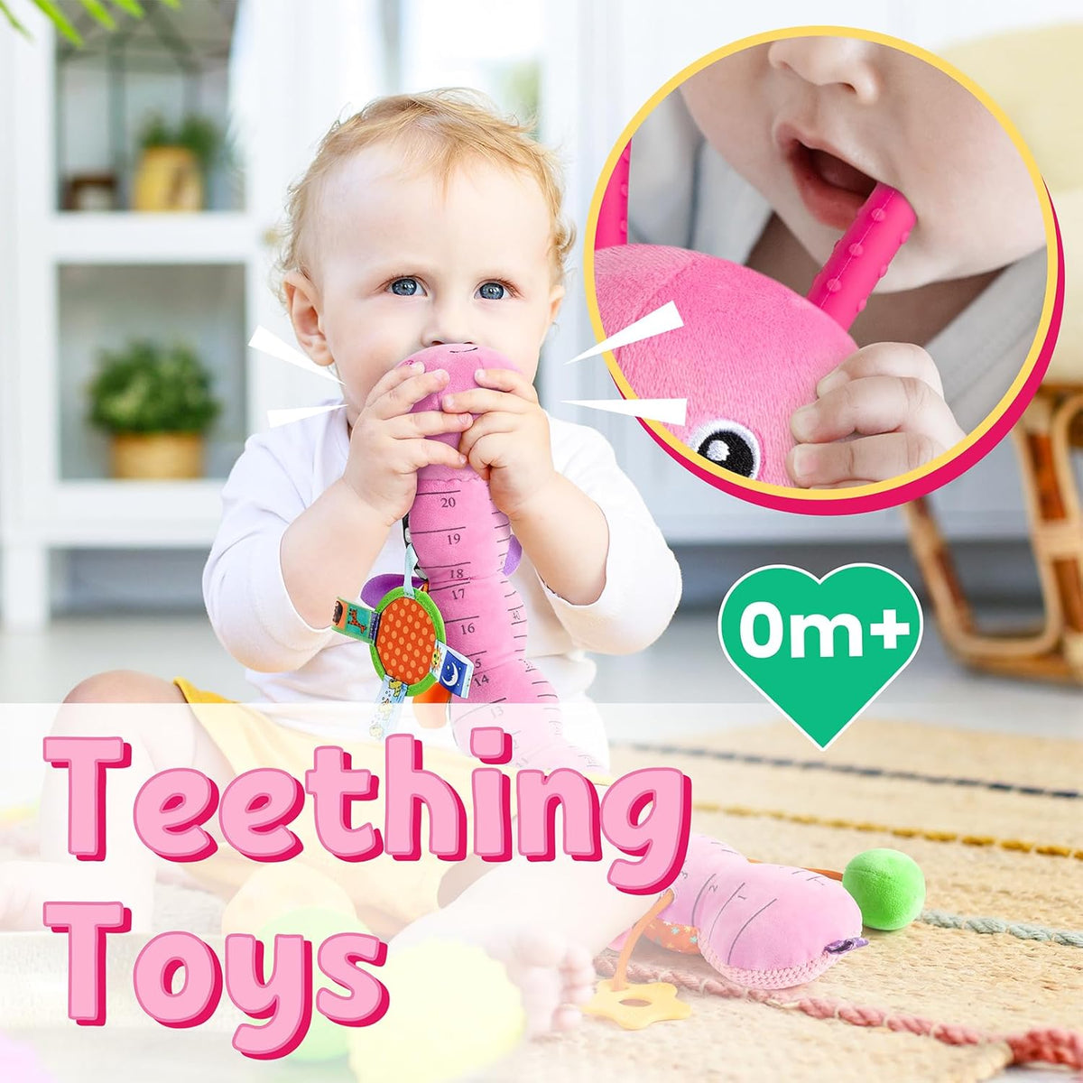 LIGHTDESIRE Baby Toys Musical Caterpillar,Infant Toys Stuffed Animals with Ruler Design,Mirror,Pull