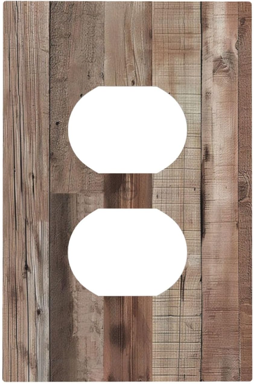 Decorative Outlet Covers Retro Wood Plank Vintaga Wooden Board 1 Gang Duplex Light Switch Cover