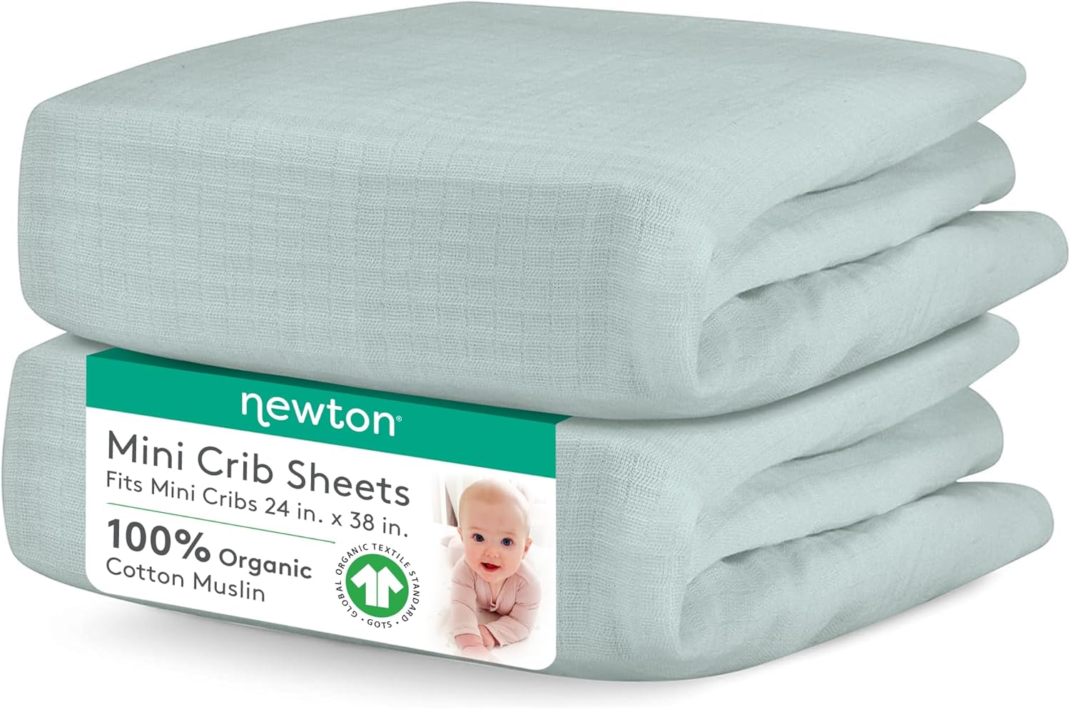 Newton Baby Mini Crib Fitted Sheets (2-Pack) | Organic Muslin Cotton, Ultra Breathable & Soft Baby