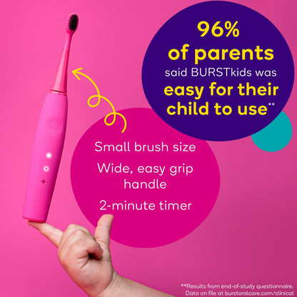 Burst Kids & Toddlers Electric Toothbrush (Purple) | Soft Bristles | Two Minute Timer |