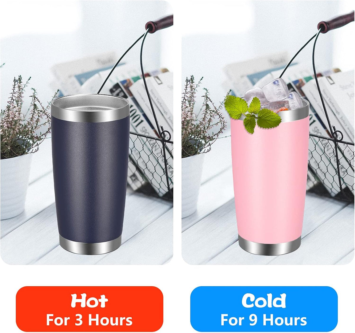 VEGOND 20oz Tumbler with Lid and Straw Stainless Steel Tumbler Cup Bulk Vacuum Insulated Double