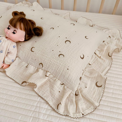 BuLuTu Muslin Toddler Pillowcases Girls Boys,Soft Breathable Cotton Kids Pillow Cover, Moon Star