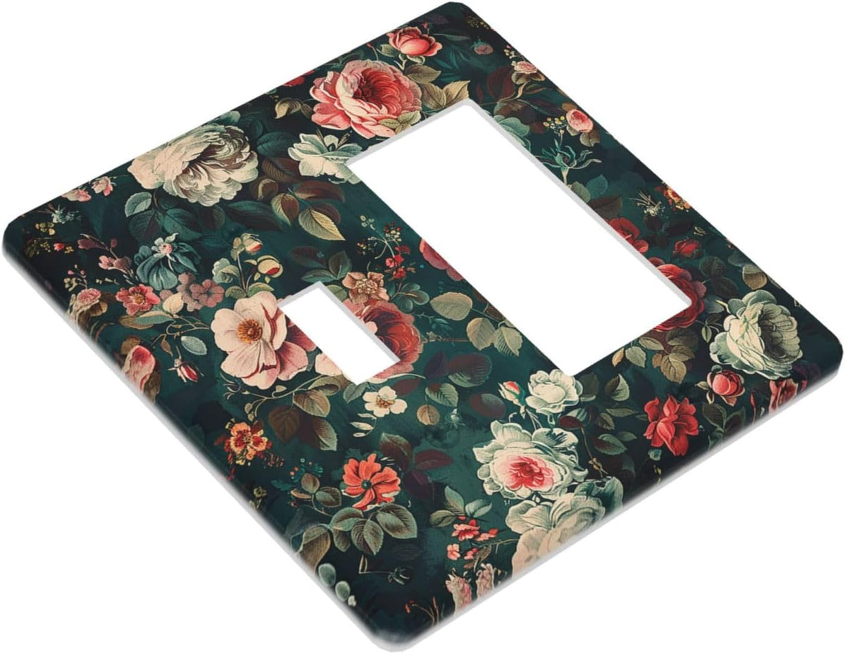 Outlet Covers Baroque Vintage Peony Flower Floral 1 Toggle 1 Rocker Combination Decorative Wall