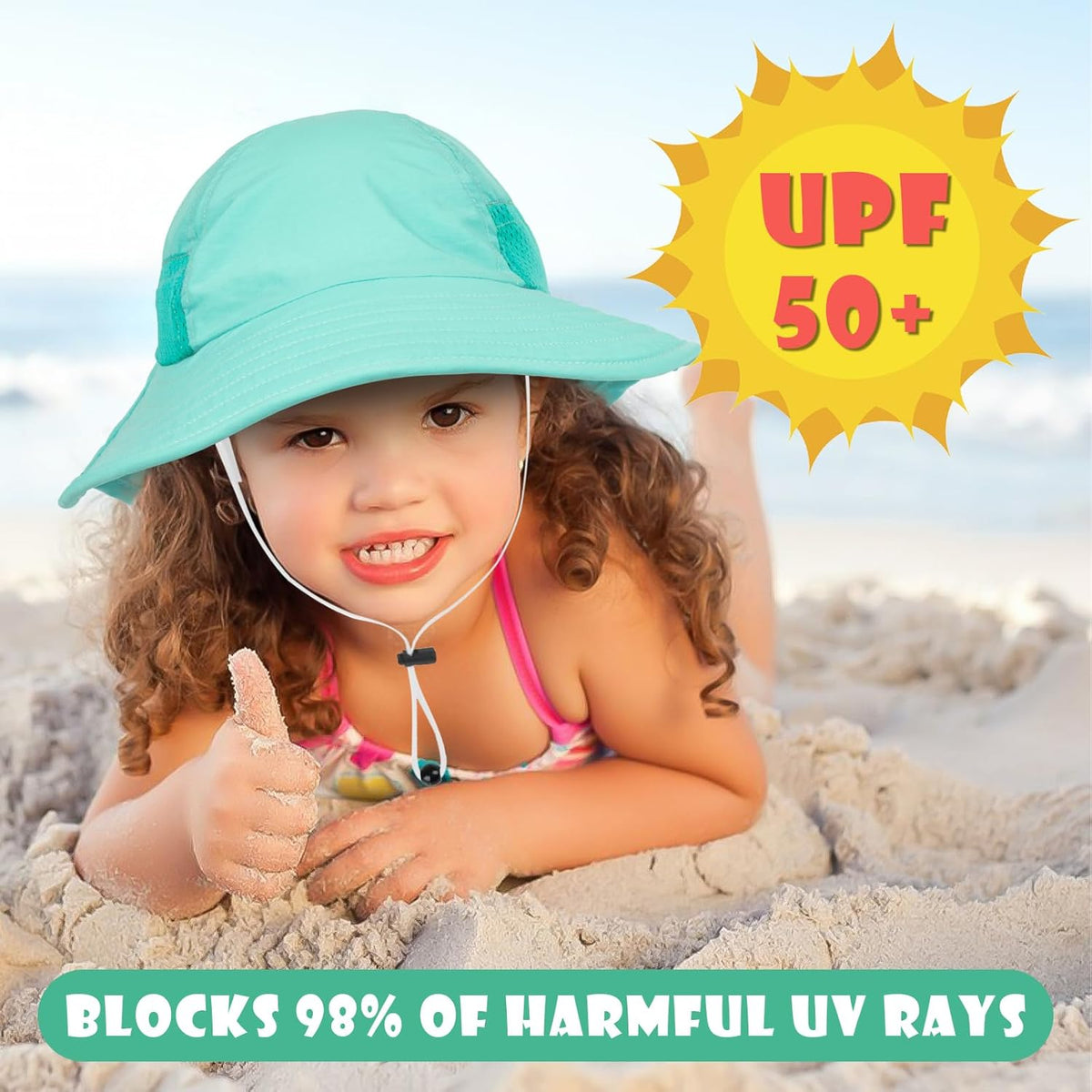 Toddler Baby Sun Hat Kids Summer UPF 50+ for Boys Girls Adjustable Beach Hats with Bucket Wide Brim