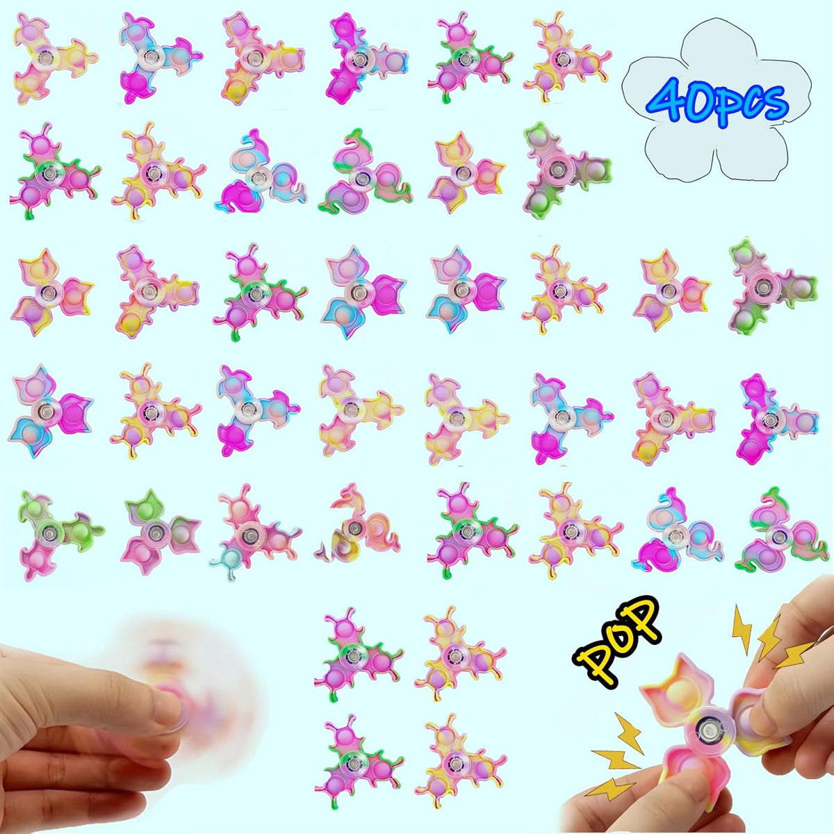 40 Pcs Pop Fidget Spinner Fidget Toys,Party Favors Supplies Birthday Gifts Goodie Bags Stuffers for