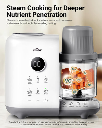Bear Baby Food Maker Steamer&Blender with Dual-Layer Steam Baskets, 18.5oz