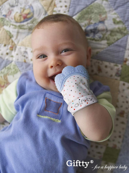 Giftty Baby Teething Mitten, Self-Soothing Teether Glove, Pain Relief Silicone Mitt, Double