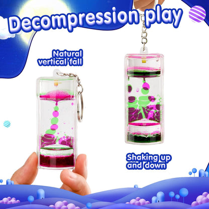 4 Pack Colorful Liquid Motion Keychain, Acrylic Sensory Toy for Stress Relief, Holiday Gift for