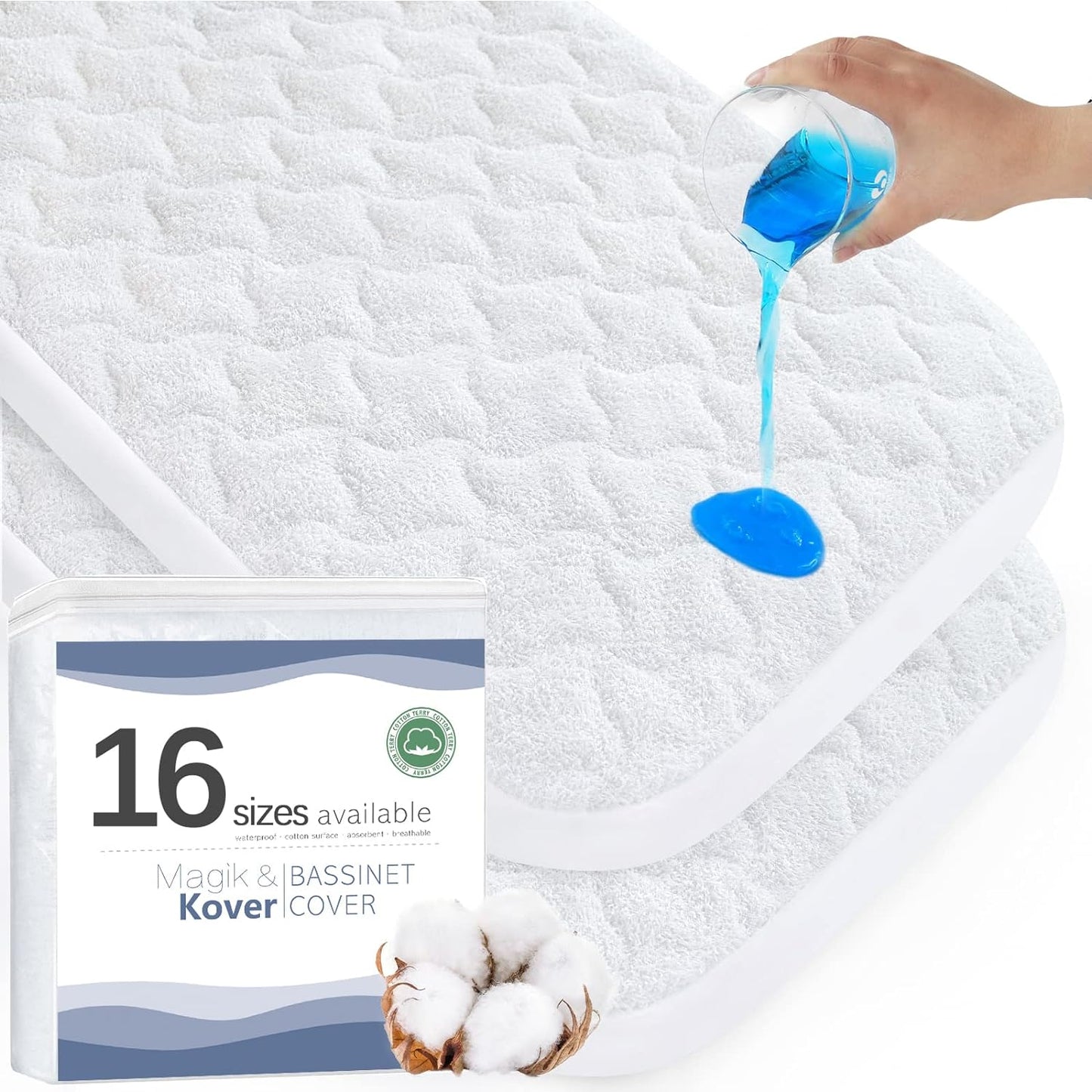 Bassinet Mattress Pad Cover 32" x 18"- Fit for Arms Reach Clear-Vue,Cambria, RONBEI, Chicco LullaGo