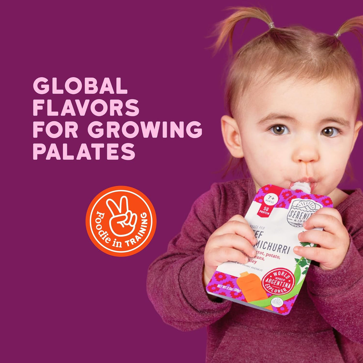 Serenity Kids 7+ Months Baby Food Puree Pouches Beef Chimichurri - Ethically Sourced Meat & Organic