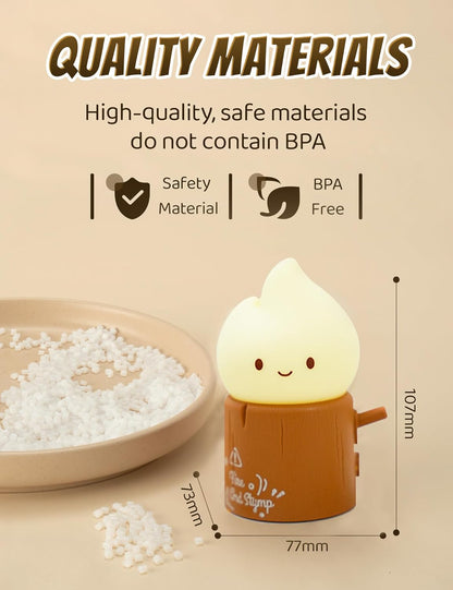 Flameless Candles Lamp, Cute Night Light,Torch Stump Light, LED Tea Lights Candles Rechargeable