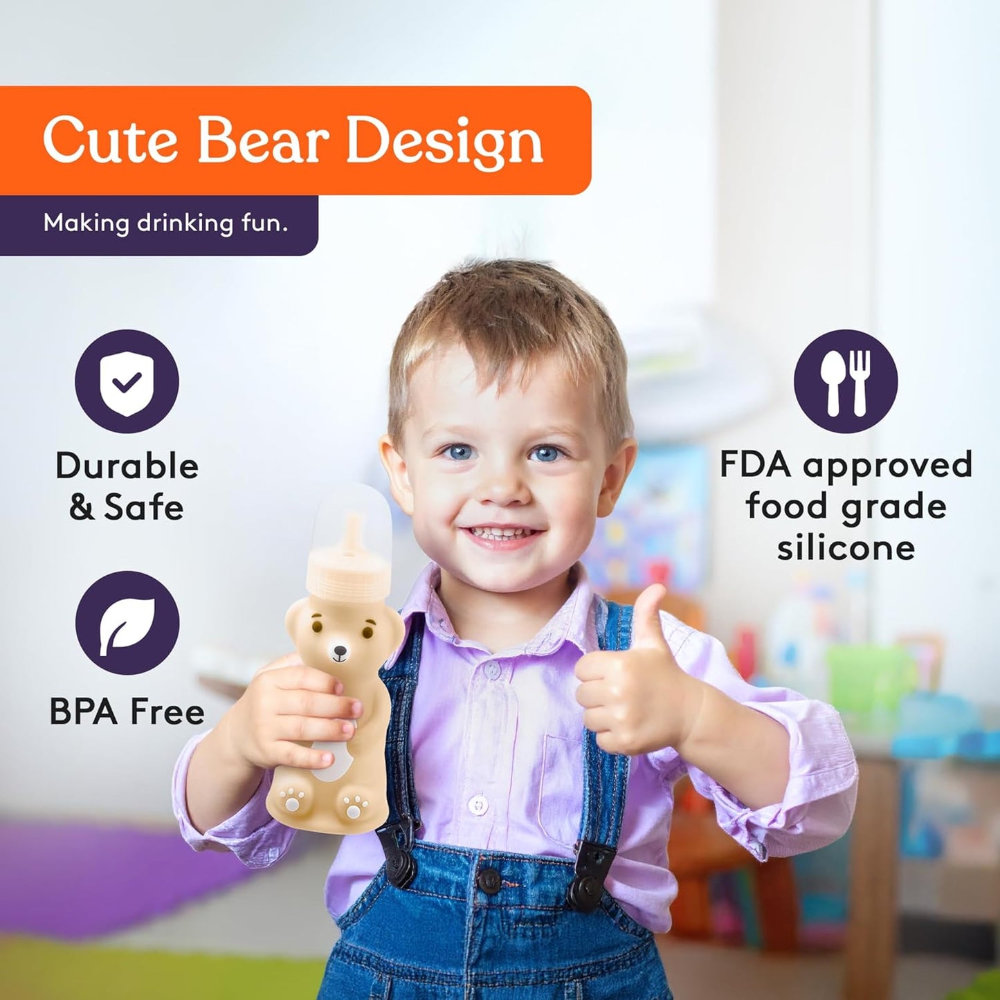 Special Supplies Honey Bear Straw Cup Long Straws, Squeezable Therapy and Special Needs Assistive