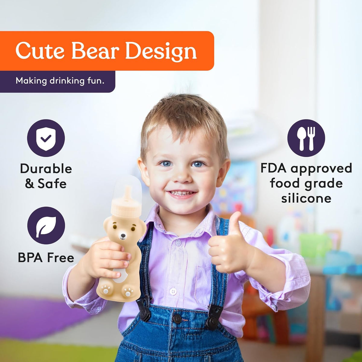 Special Supplies Honey Bear Straw Cup Long Straws, Squeezable Therapy and Special Needs Assistive