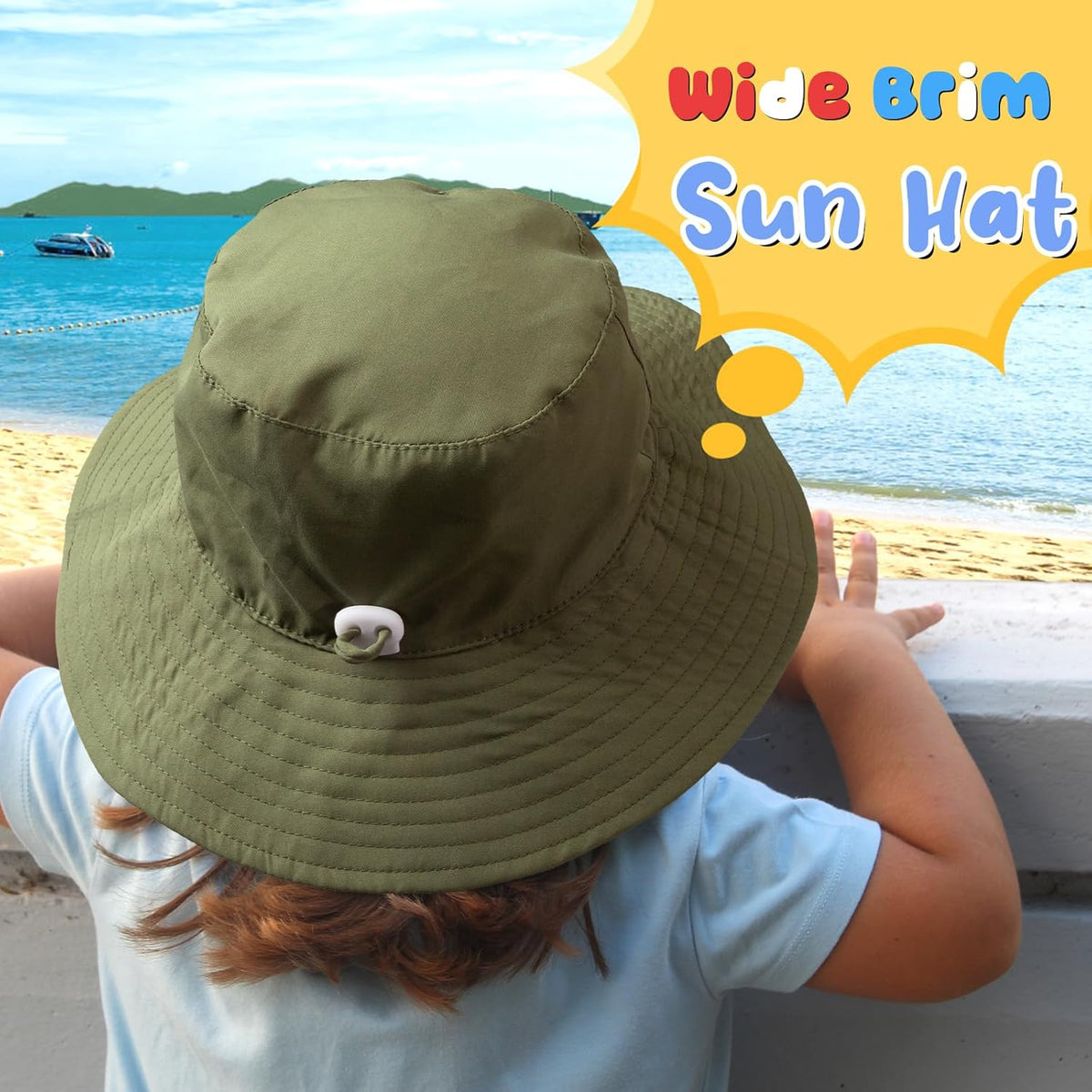 Baby Sun Hat Kids Summer UPF 50+ Toddler Bucket Hat Wide Brim Adjustable Beach Hats for Boys Girls