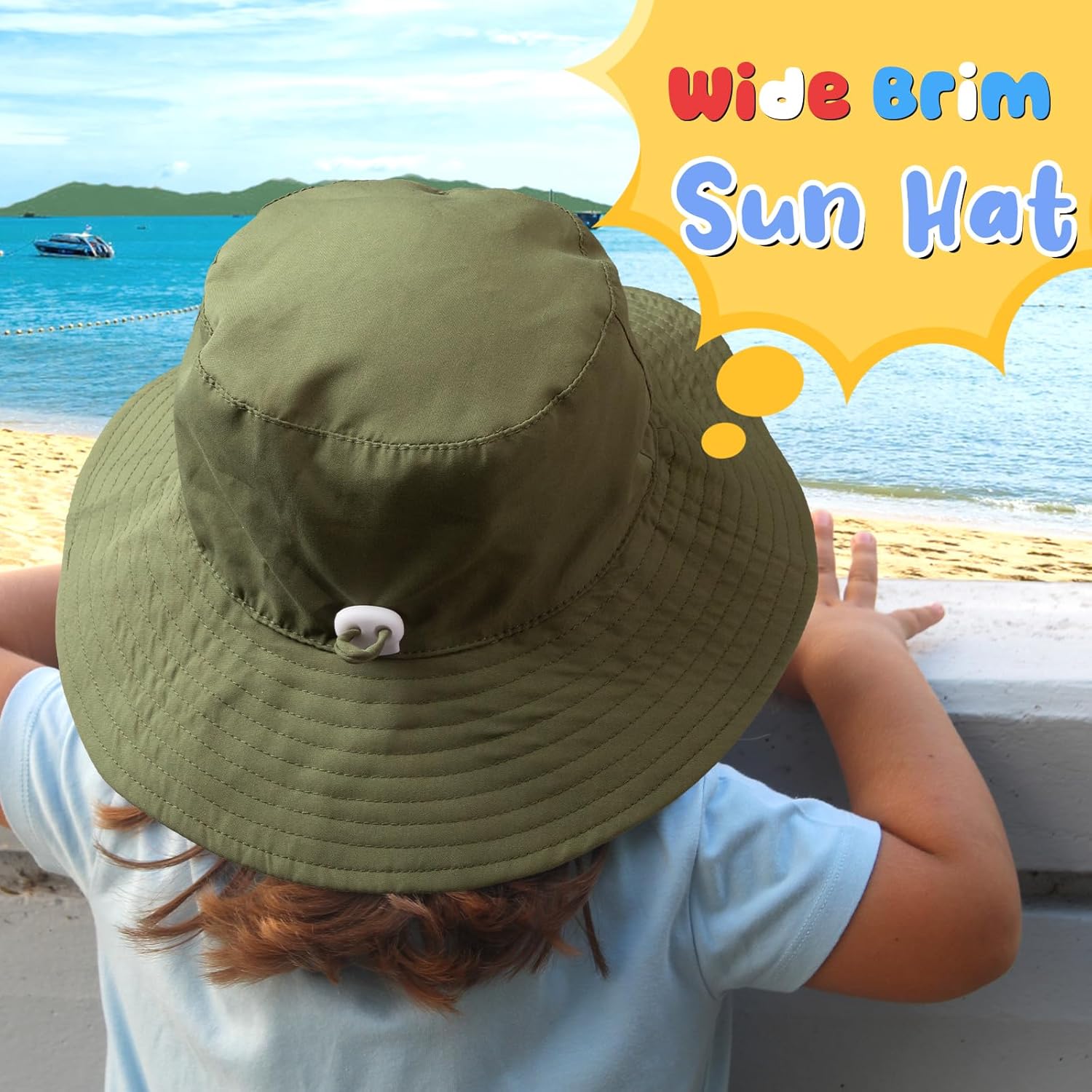 Baby Sun Hat Kids Summer UPF 50+ Toddler Bucket Hat Wide Brim Adjustable Beach Hats for Boys Girls