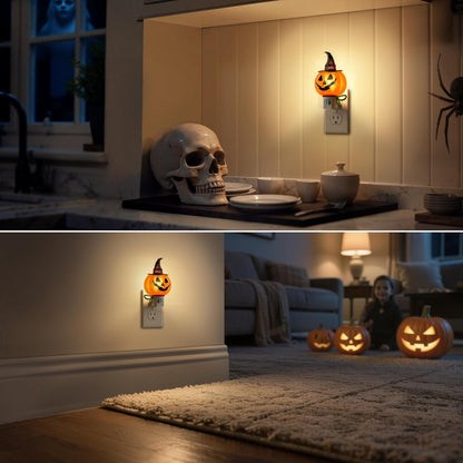 DORESshop Pumpkin Night Light, 3000K Night Lights Plug into Wall,Cute & Funny Halloween Decor Night