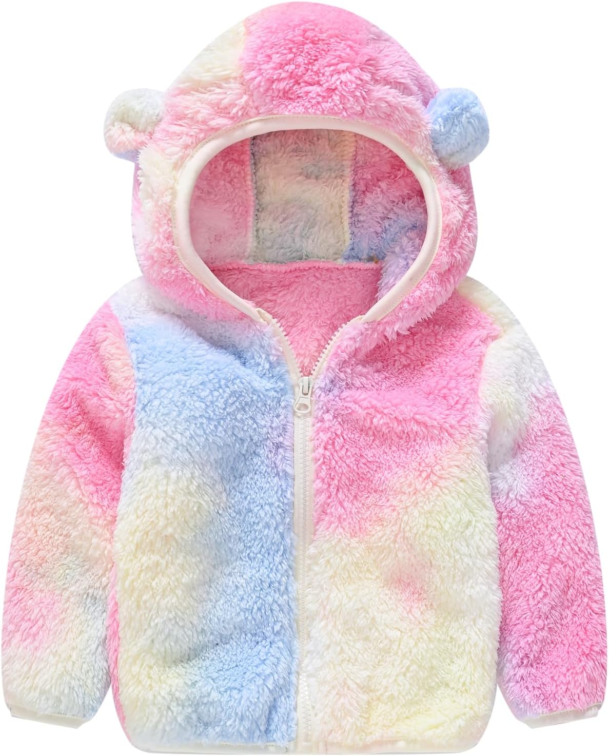 AIWUHE Toddler Boys Girls Hooded Jacket Fleece Hoodie Winter Warm Solid Color Teddy Coat Zip-up
