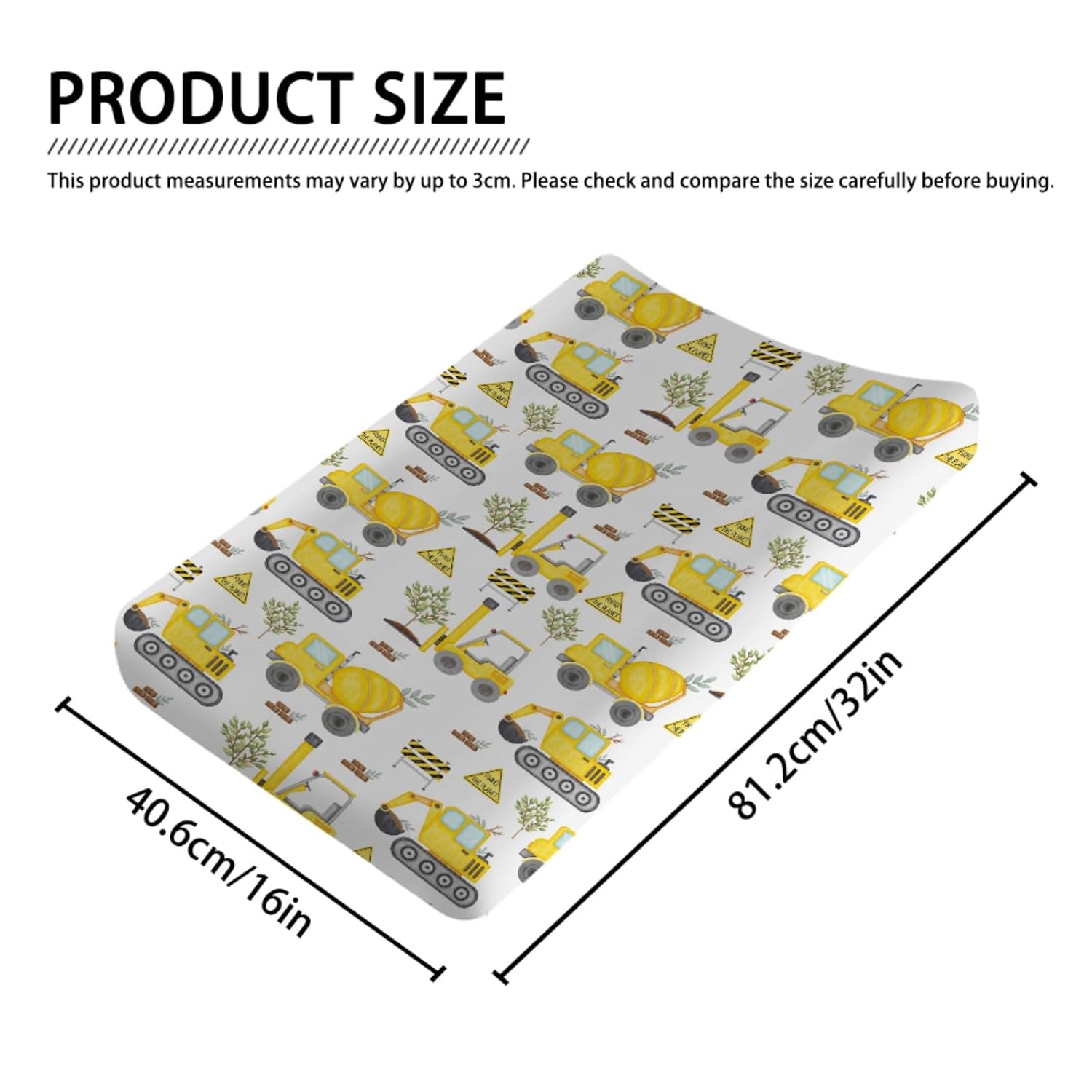 Construction Truck Excavator Tractor Trees Changing Pad Cover Cute Construction Trucks Plants