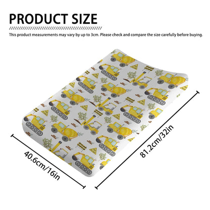 Construction Truck Excavator Tractor Trees Changing Pad Cover Cute Construction Trucks Plants