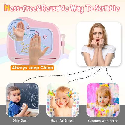 Smasiagon Magnetic Drawing Board for Kids, Toddler Toys for 1-2 Year Old Girl, Portable Doodle
