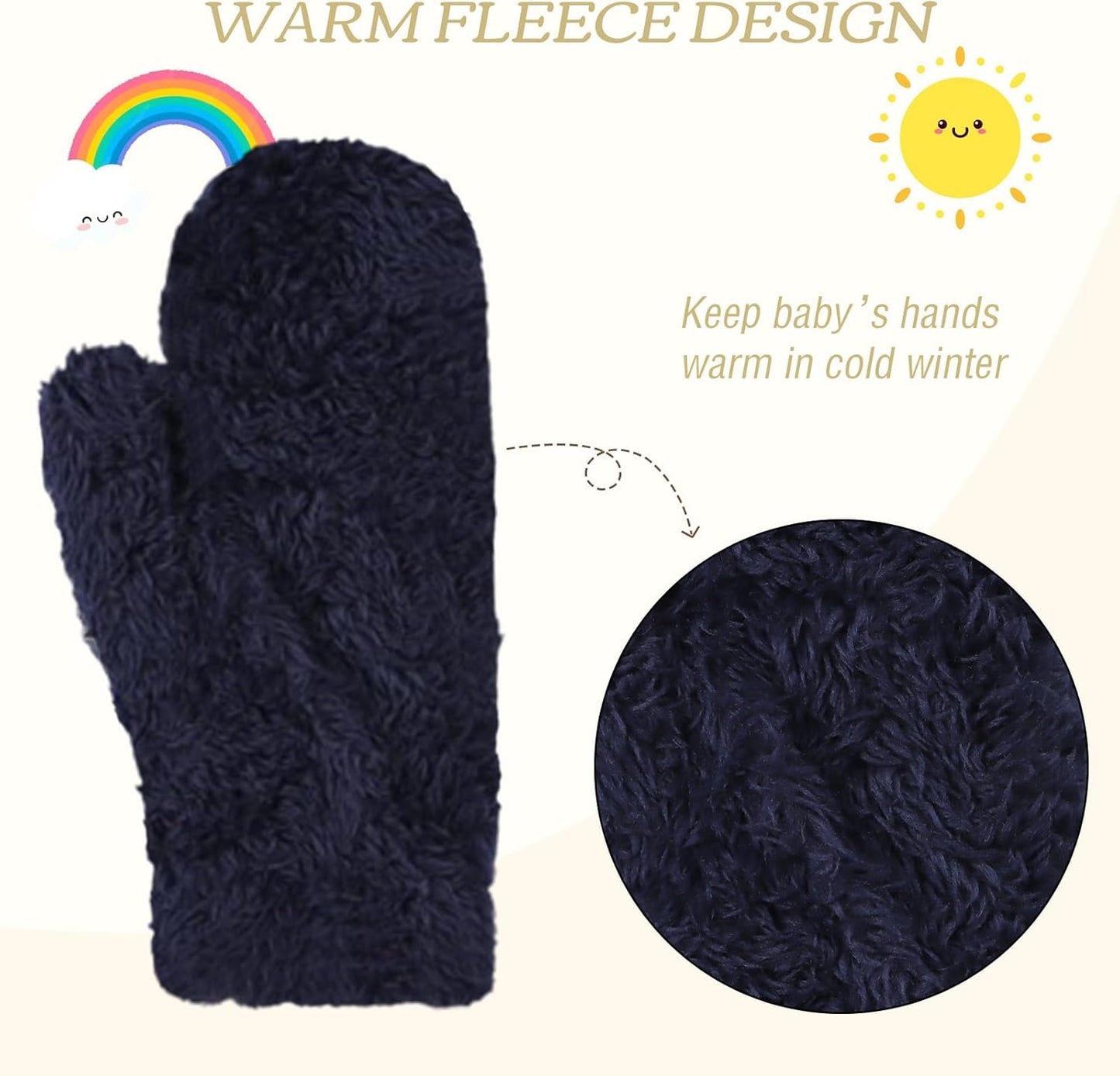 PESAAT Baby Girl Mittens Fleece Toddler Boy Mittens Warm Kids Winter Gloves Unisex Cold Weather