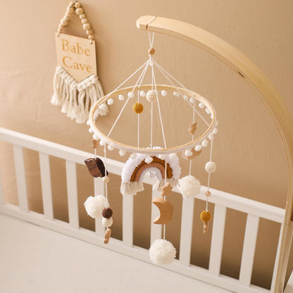 Baby Crib Mobile for Boys Girls Rainbow Nursery Mobile Gender Neutral Hand-Crocheted Mobile Ceiling
