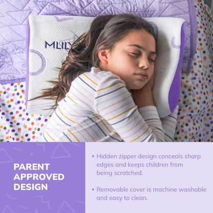 MLILY Kids Pillow for Sleeping, Adjustable Kids Memory Foam Pillow for Bed Set, Breathable and Soft