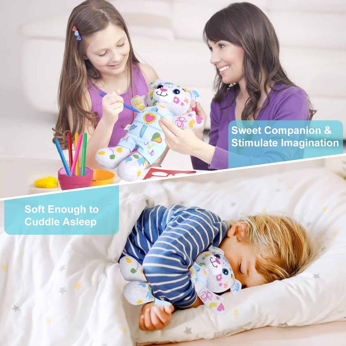 Coloring Plush Toy with 5 Washable Markers for Little Girls Doodle Dolls for Kids Ages 4-6 Birthday