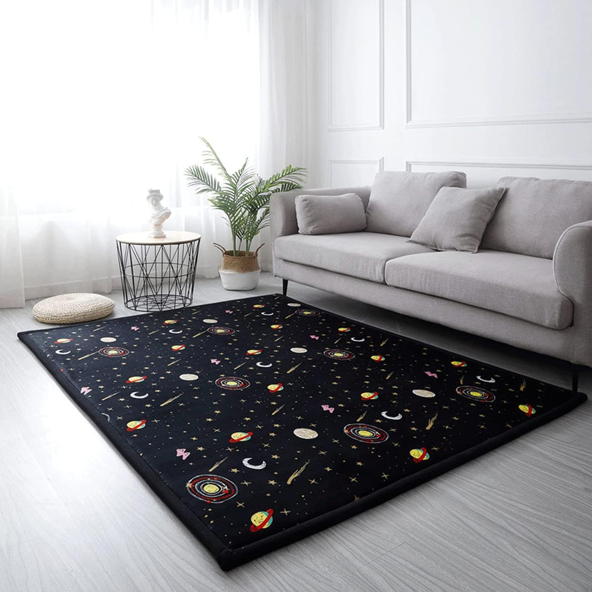 Loartee Coral Velvet Area Rug - 1" Thick Memory Foam Baby Play Mat, Washable Toddler Carpet, Home