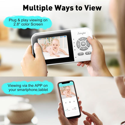 Upgrade Video Baby Monitor,WiFi Baby Camera,2.8" Display and App Control,1200ft Long Range,2 Way