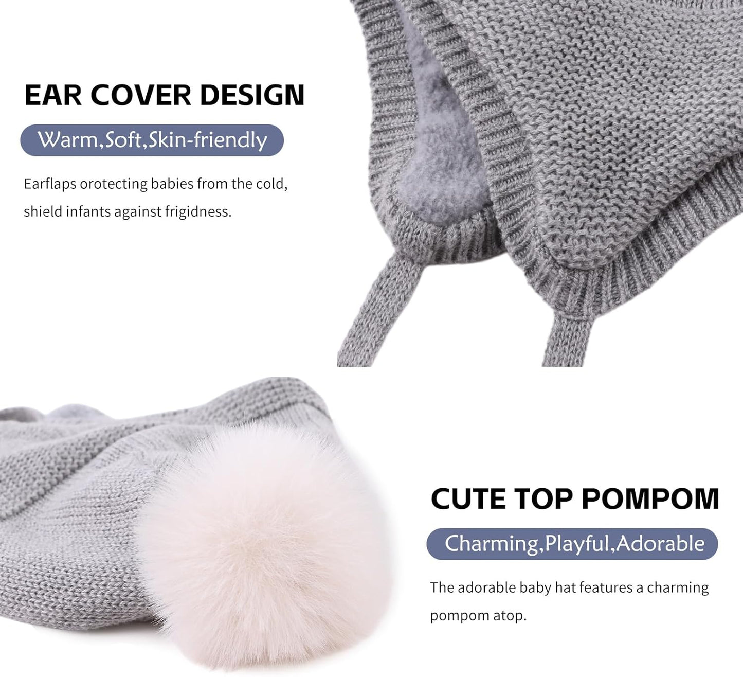 Basic Winter Baby Beanie Gloves Boys Girls Knitted Hat Pompom Kids Earflap Hats Warm Infant Toddler