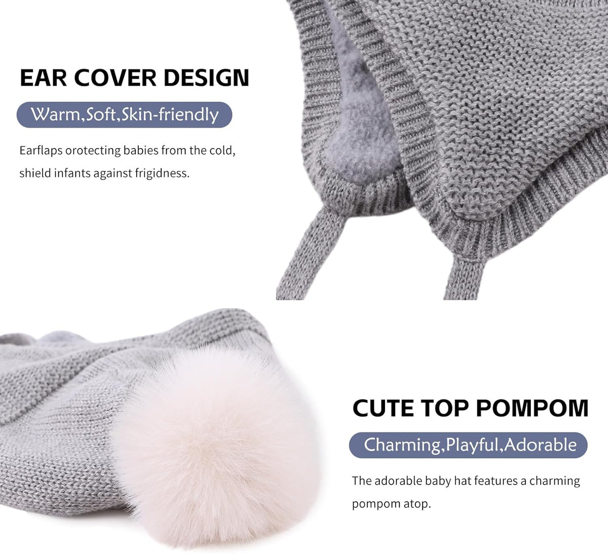 Basic Winter Baby Beanie Gloves Boys Girls Knitted Hat Pompom Kids Earflap Hats Warm Infant Toddler