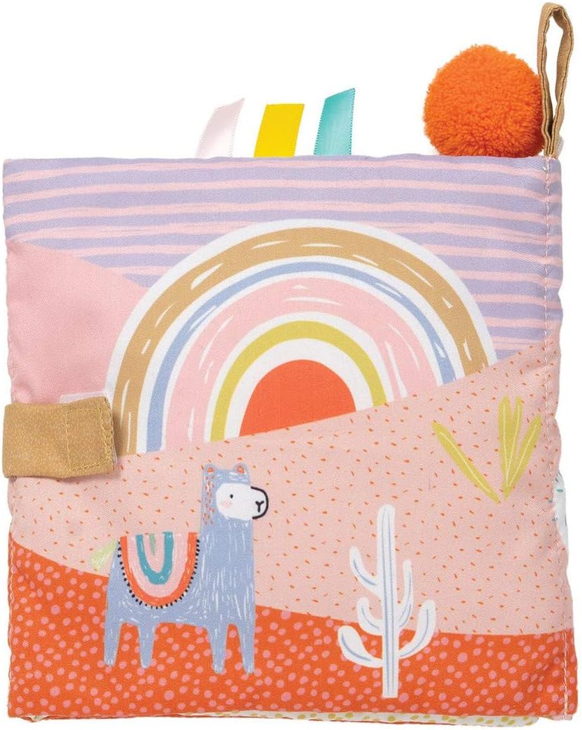 Manhattan Toy Llama Themed Soft Baby Activity Book with Squeaker, Crinkle Paper and Baby-safe