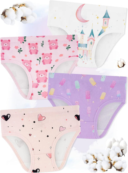 Girls' Underwear,Soft Cotton Tagless Panties for Toddlers' & Little Kids' Comfort,Breathable