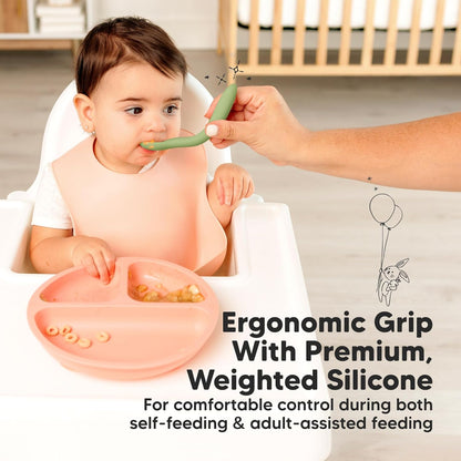 KeaBabies Silicone Baby Spoons, Self Feeding 6-12 months - 3-Pack Baby Weaning Eating Utensils
